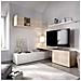 Parete Attrezzata Baker, Set Da Soggiorno Modulare Ad Angolo, Mobile Salotto Porta Tv Multiposizione, 201x41h180 Cm, Bianco E Rovere - Foto miniatura 1
