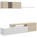 Parete Attrezzata Baker, Set Da Soggiorno Modulare Ad Angolo, Mobile Salotto Porta Tv Multiposizione, 201x41h180 Cm, Bianco E Rovere - Foto miniatura 2