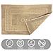 Tappeto Bagno Doccia Spugna Tinta Unita Torino Tappetino Super Assorbente In Cotone Pelo Corto Con Greca Parure 3 Pezzi Beige - Foto miniatura 2