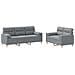 Set Divani 2 Pz Con Cuscini Grigio Chiaro In Tessuto - Foto miniatura 2