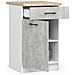 Mobile cucina modulare con piano di lavoro OLIWIA, 1 anta e 1 cassetto, 50x46x85 cm, Colore Bianco e Grigio Cemento - Foto miniatura 2