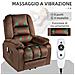 Poltrona Relax Alzapersona Reclinabile, Massaggiante E Riscaldata In Velluto, Marrone - Foto miniatura 5