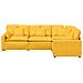 Divano Modulare con Cuscini in Tessuto a Coste Giallo Chiaro - Foto miniatura 6
