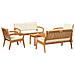 Set da Bistro 5 Pezzi con Cuscini - Legno Massello d'Acacia - Foto miniatura 2