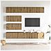 Set Mobile TV 6 pz Montato a Parete Rovere in Legno Multistrato - Foto miniatura 3