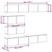 Set Mobile TV 6 pz Montato a Parete Rovere in Legno Multistrato - Foto miniatura 9
