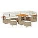Set Divano da Giardino con cuscino 9 pcs Beige Poly Rattan - Foto miniatura 1