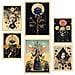 Set Di 6 Stampe Dipinto Decorativo Collage Surreale In Floreale Mistico Esoterico Incorniciato Con Illustrazioni A3 & A4 Telaio In Legno Chiaro - Foto miniatura 1