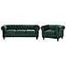 Set Di Divano E Poltrona Vintage In Tessuto Verde Chesterfield - Foto miniatura 18