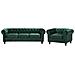Set Di Divano E Poltrona Vintage In Tessuto Verde Chesterfield - Foto miniatura 13
