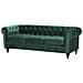 Set Di Divano E Poltrona Vintage In Tessuto Verde Chesterfield - Foto miniatura 4