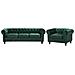 Set Di Divano E Poltrona Vintage In Tessuto Verde Chesterfield - Foto miniatura 8