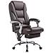Sedia da ufficio massaggiante PACIFIC, poltrona relax con poggiapiedi estraibile, altezza regolabile, in similpelle, ergonomica, girevole, con ruote, capacità di carico massimo 150 kg marrone - Foto miniatura 1