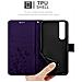 Custodia Compatibile Con Sony Xperia 1 Iii In Lilla Scuro Fiore - Coperchio Protettivo In Design Floreale Con Chiusura Magnetica, Funzione Stand E Slot Per Carte - Foto miniatura 6