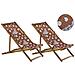 Set Di 2 Sedie A Sdraio In Legno Acacia Chiaro Papaveri Rosso E Bianco Anzio - Foto miniatura 2