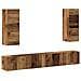 Set Mobile Tv 4 Pz Montato A Parete Legno Antico In Truciolato - Foto miniatura 2