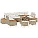 Set da divano da giardino  10 pezzi con cuscini Beige Polirattan Acacia, Set da pranzo da giardino  3 pezzi con cuscini Beige Polirattan Acacia - Foto miniatura 1
