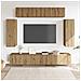 Set Mobile TV 6 pz Montato a Parete Rovere in Legno Multistrato - Foto miniatura 3