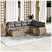 Set Divani da Giardino 7 pz con Cuscini Beige in Polyrattan - Foto miniatura 2