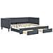 Divano Letto Estraibile Cassetti Grigio Scuro 100x200cm Velluto - Foto miniatura 1