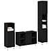 Set di Mobili per Bagno in 3 Pezzi  Rovere Nero Legno Ingegnerizzato, Mobile da Bagno  Rovere Nero 30x30x190 cm Legno Ingegnerizzato, Mobile da Bagno  Rovere Nero 30x30x100 cm Legno Ingegnerizzato - Foto miniatura 2