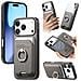 Custodia In Pelle Pu Grigia Compatibile Con Iphone 17 Con Porta Carte Magnetico E Anello Di Supporto - Foto miniatura 4