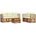 Set divani 6 pcs Naturale e Crema Legno di Acacia Massello - Foto miniatura 1