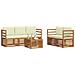 Set divani 6 pcs Naturale e Crema Legno di Acacia Massello - Foto miniatura 3
