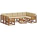 Set di divani da esterno con cuscino 10 pcs Naturale e Beige - Foto miniatura 3