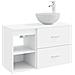 Set di mobili per il bagno 2 pcs Bianco Legno ingegnerizzato - Foto miniatura 1
