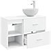 Set di mobili per il bagno 2 pcs Bianco Legno ingegnerizzato - Foto miniatura 2