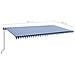 Tenda da Sole Retrattile Manuale con LED 600x300cm Blu e Bianco - Foto miniatura 3
