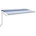 Tenda da Sole Retrattile Manuale con LED 600x300cm Blu e Bianco - Foto miniatura 6