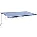 Tenda da Sole Retrattile Manuale con LED 600x300cm Blu e Bianco - Foto miniatura 1