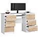 Scrivania per computer A11, 6 cassetti, 135x50x77 cm, Colore Bianco e Sonoma Quercia - Foto miniatura 2