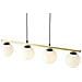 Lampada A Sospensione Alora - Nero, Oro, Bianco - Acciaio Verniciato A Polvere, Vetro - 85x100x14 Cm - Foto miniatura 6