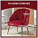 Poltroncina da Camera e Salotto a Conchiglia Stile Art Deco, Vellutato e Acciaio, 63x65x84 cm, Rosso - Foto miniatura 2