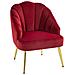 Poltroncina da Camera e Salotto a Conchiglia Stile Art Deco, Vellutato e Acciaio, 63x65x84 cm, Rosso - Foto miniatura 1