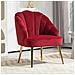 Poltroncina da Camera e Salotto a Conchiglia Stile Art Deco, Vellutato e Acciaio, 63x65x84 cm, Rosso - Foto miniatura 3