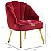 Poltroncina da Camera e Salotto a Conchiglia Stile Art Deco, Vellutato e Acciaio, 63x65x84 cm, Rosso - Foto miniatura 6