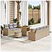 Set da Divano da Giardino  10 Pezzi con Cuscini Beige Polyrattan Acacia, Set da Pranzo da Giardino  3 Pezzi con Cuscini Beige Polyrattan Acacia - Foto miniatura 2