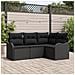 Set di divano da giardino 4 pezzi con cuscini polirattan nero - Foto miniatura 2