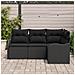 Set di divano da giardino 4 pezzi con cuscini polirattan nero - Foto miniatura 3
