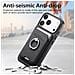 Custodia Nera In Pelle Pu Con Porta Carte Magnetico E Anello Compatibile Con Iphone 17 Pro Max - Foto miniatura 4