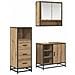 Set di mobili per il bagno con porta 3 pcs Rovere artigianale - Foto miniatura 1
