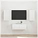 Set mobile TV 2 pcs Bianco Lucido Legno multistrato - Foto miniatura 2
