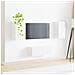 Set mobile TV 2 pcs Bianco Lucido Legno multistrato - Foto miniatura 4