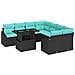Set Divano da Giardino 9 pz Nero e Blu polyrattan - Foto miniatura 1