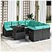 Set Divano da Giardino 9 pz Nero e Blu polyrattan - Foto miniatura 7