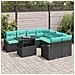 Set Divano da Giardino 9 pz Nero e Blu polyrattan - Foto miniatura 8